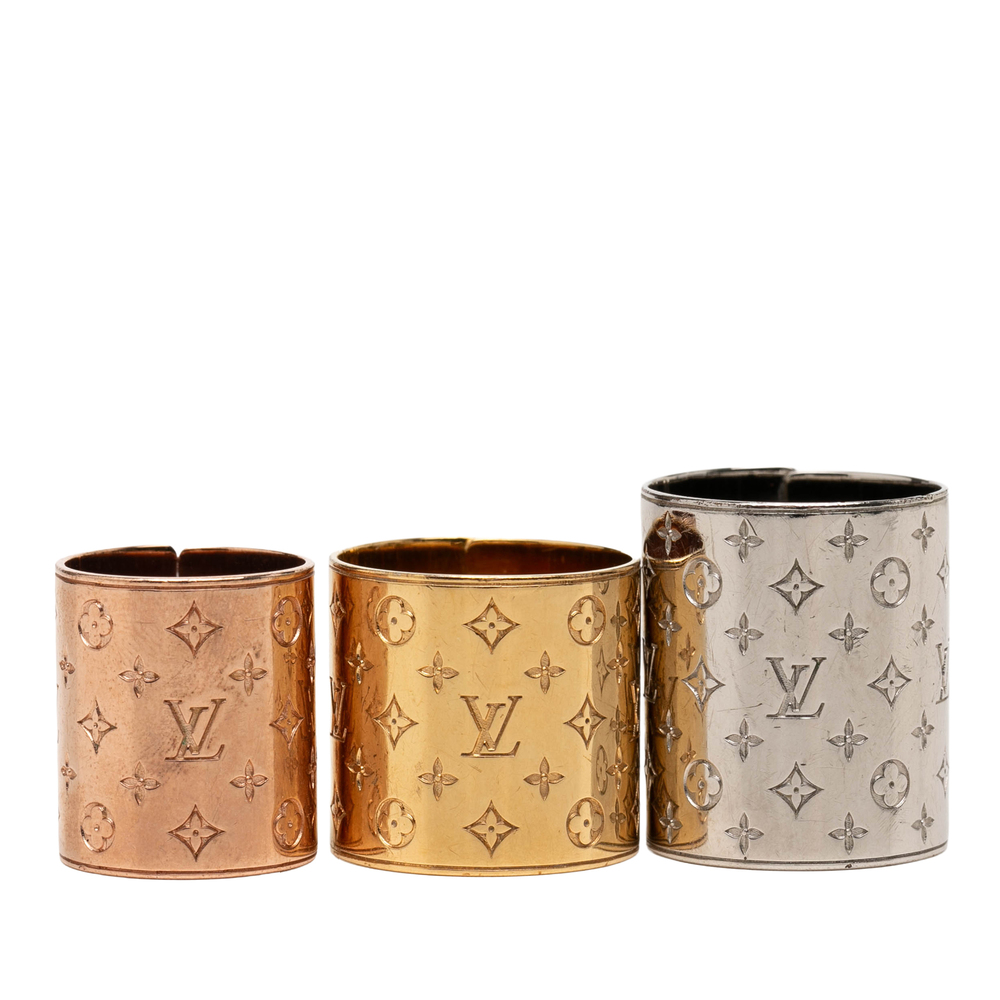 Pre-Loved Louis Vuitton Brass Nanogram Ring Set